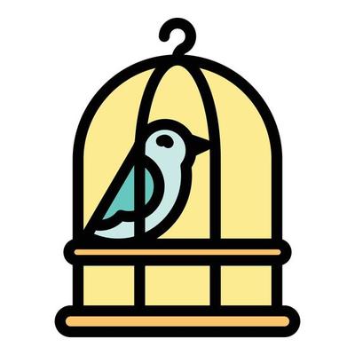 Quail cage icon color outline vector