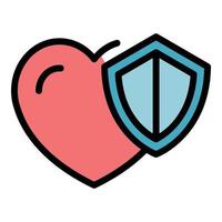 Heart shield icon color outline vector