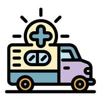 Ambulance car icon color outline vector