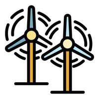 Wind power plant icon color outline vector