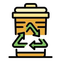 Eco recycle coffee cup icon color outline vector