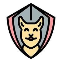 Dog shield protect icon color outline vector