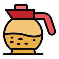 Hot glass coffee pot icon color outline vector