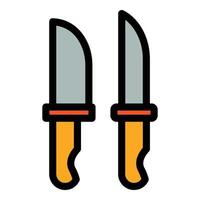 vector de contorno de color de icono de cuchillos de carne casera