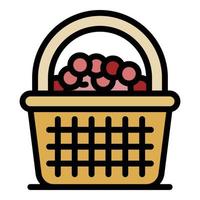 Grape basket icon color outline vector