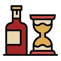 Bottle and hourglass icon color outline vector