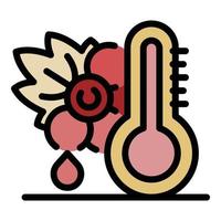 Grapes and thermometer icon color outline vector