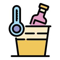 Cooling a bottle of wine icon color outline vector