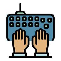 Typing keyboard icon color outline vector