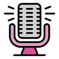 Tv presenter studio microphone icon color outline vector