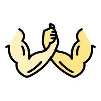 Arm wrestling icon color outline vector