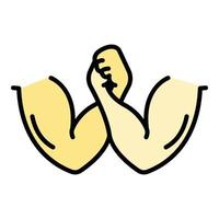 Two arms wrestle icon color outline vector