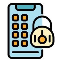 Secured phone personal files icon color outline vector