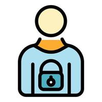 Secured personal information icon color outline vector