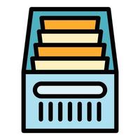 Folder drawer icon color outline vector