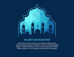 islamic background with mosque blue color vector