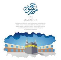 hajj mabrour background with paper cut style design vector