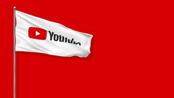 Youtube bandiera agitando nel il vento, 3d rendering, croma chiave, luma Opaco selezione di bandiere video