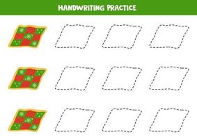 Tracing lines for kids. cartoon quilts. Writing practice. vector