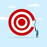 ambitious businessman with paint roller to paint big dartboard, archery target Goal, set business goal or target, KPI, key performance indicator or set goal and achievement concept. vector