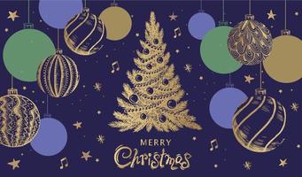 Merry Christmas and New Year set. Hand drawn illustration vector