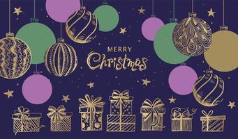 Merry Christmas and New Year set. Hand drawn illustration vector