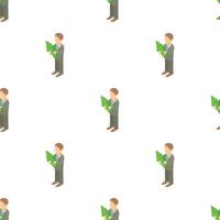 Business man holding with green arrow up pattern seamless vector