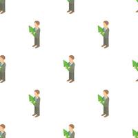 Business man holding with green arrow up pattern seamless vector