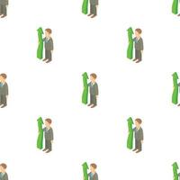 Business man holding green arrow up pattern seamless vector