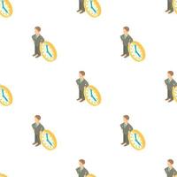 Businessman and clock showing 4 clock pattern seamless vector