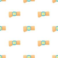 Hand with smart watch and message pattern seamless vector