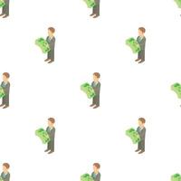 Businessman counting pack of dollars pattern seamless vector