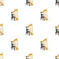 Man plays on harp pattern seamless vector