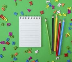open notebook with empty white sheets photo