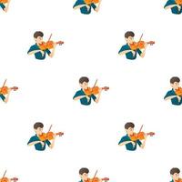 Man plays on violin pattern seamless vector