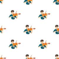 el hombre toca en el patrón de violín vector sin costuras