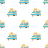 Mobile shop truck with big ice cream cup pattern seamless vector