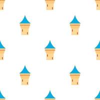 Castle tower with blue pointed dome pattern seamless vector