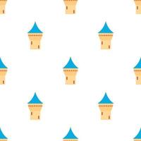 Castle tower with blue pointed dome pattern seamless vector