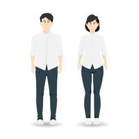 Cartoon young people standing design on isolated background, Vector illustration.