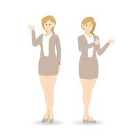 Cartoon business woman in uniform suit on isolated background, Vector illustration
