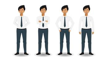 Standing businessman pose design on isolated background, Vector illustration.