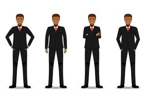 Cartoon businessman standing design, Businessman American or African, Vector illustration.