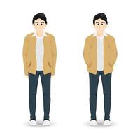 Cartoon young man standing design on isolated background, Vector illustration.