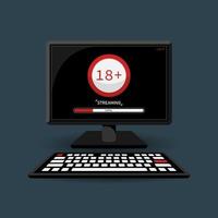 Warning for users of online application streaming on computer, Digital marketing illustration. vector