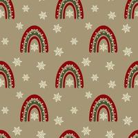 Seamless christmas pattern. Background with rainbow, snowflakes. Perfect for wrapping paper, greeting cards, textile vector