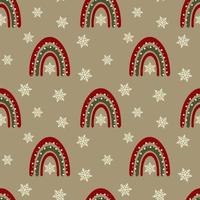 Seamless christmas pattern. Background with rainbow, snowflakes. Perfect for wrapping paper, greeting cards, textile vector