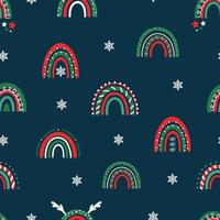 Seamless christmas pattern. Background with rainbow, snowflakes. Perfect for wrapping paper, greeting cards, textile vector