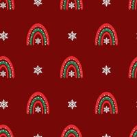 Seamless christmas pattern. Background with rainbow, snowflakes. Perfect for wrapping paper, greeting cards, textile vector