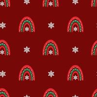 Seamless christmas pattern. Background with rainbow, snowflakes. Perfect for wrapping paper, greeting cards, textile vector